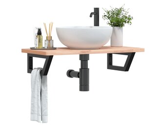 vidaXL Wandbeugels Waskolom Zwart - 30% Korting