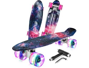 BELEEV Cruiser Skateboard Zwart - 50% Korting - LED Wielen