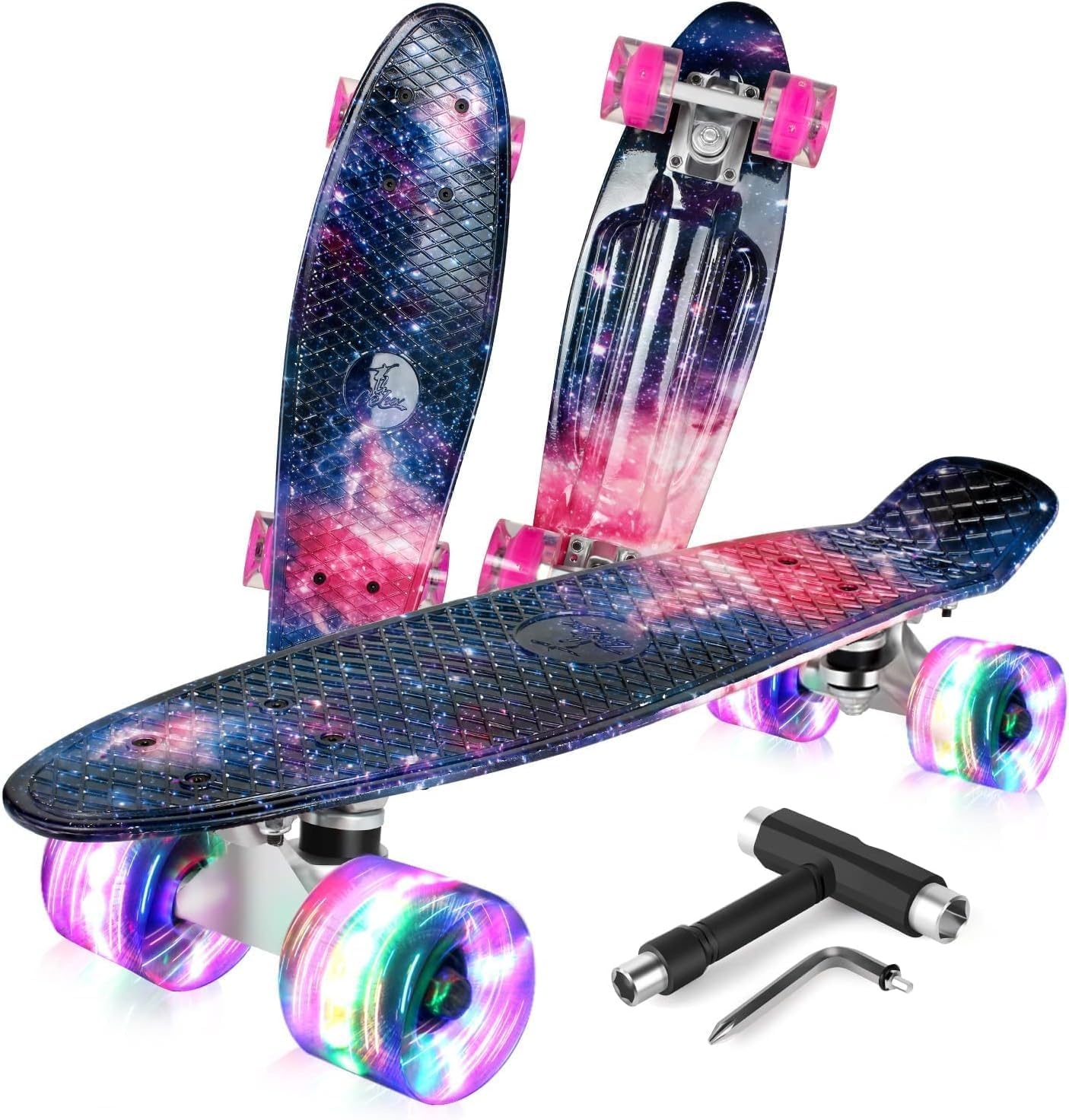 BELEEV Cruiser Skateboard Zwart - 50% Korting - LED Wielen