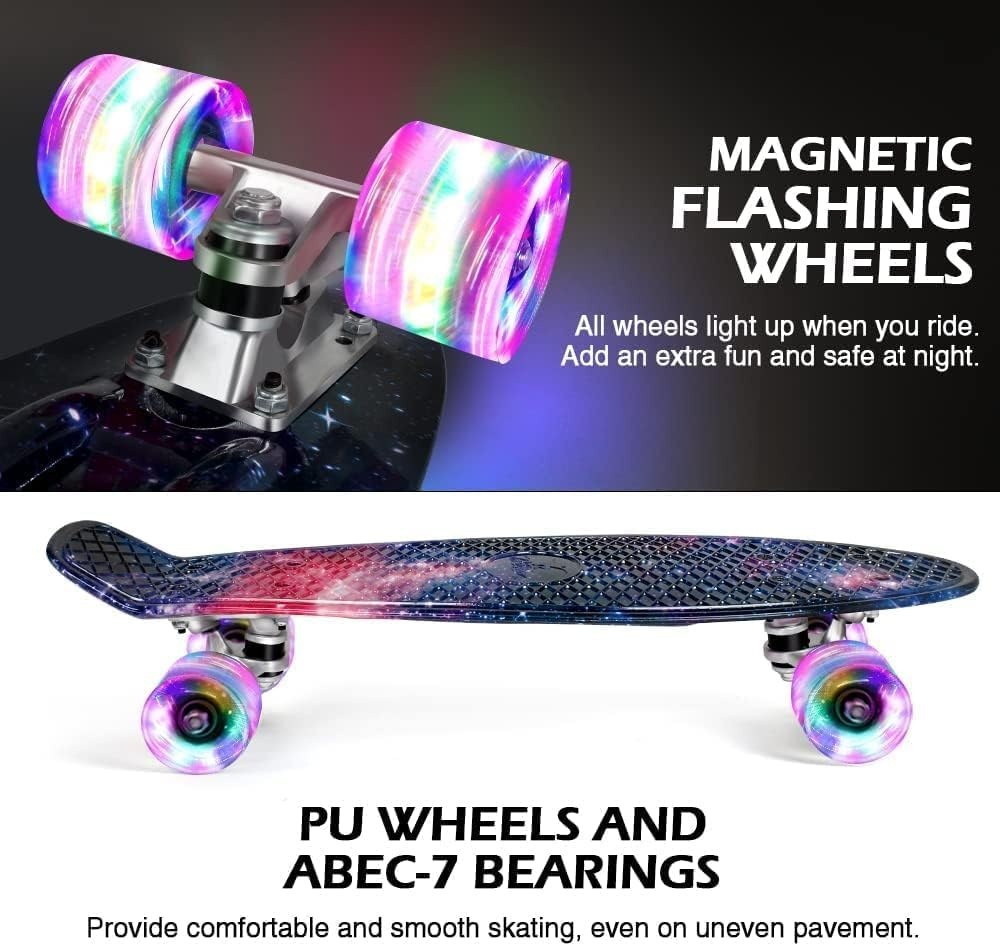 BELEEV Cruiser Skateboard Zwart - 50% Korting - LED Wielen