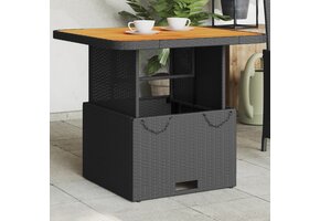 vidaXL Tuintafel Poly Rattan & Acaciahout - Zwart - 34% Korting!