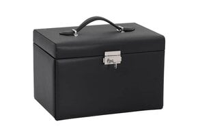 70% KORTING: Zwarte Sieradendoos 3-laags met Spiegel & Slot