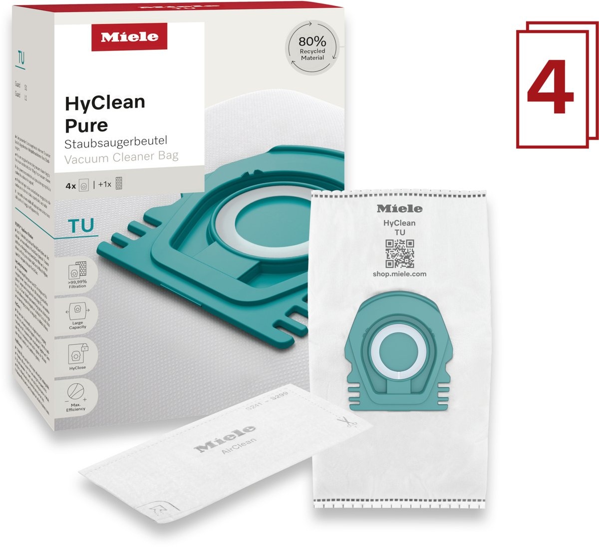 Miele HyClean Pure Stofzakken (4 stuks) - 45% Korting!
