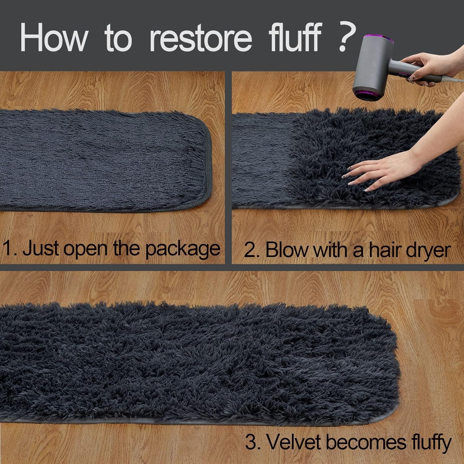 CHOSHOME Zacht Rechthoekig Tapijt - 101,6 x 304,8 cm - Grijs