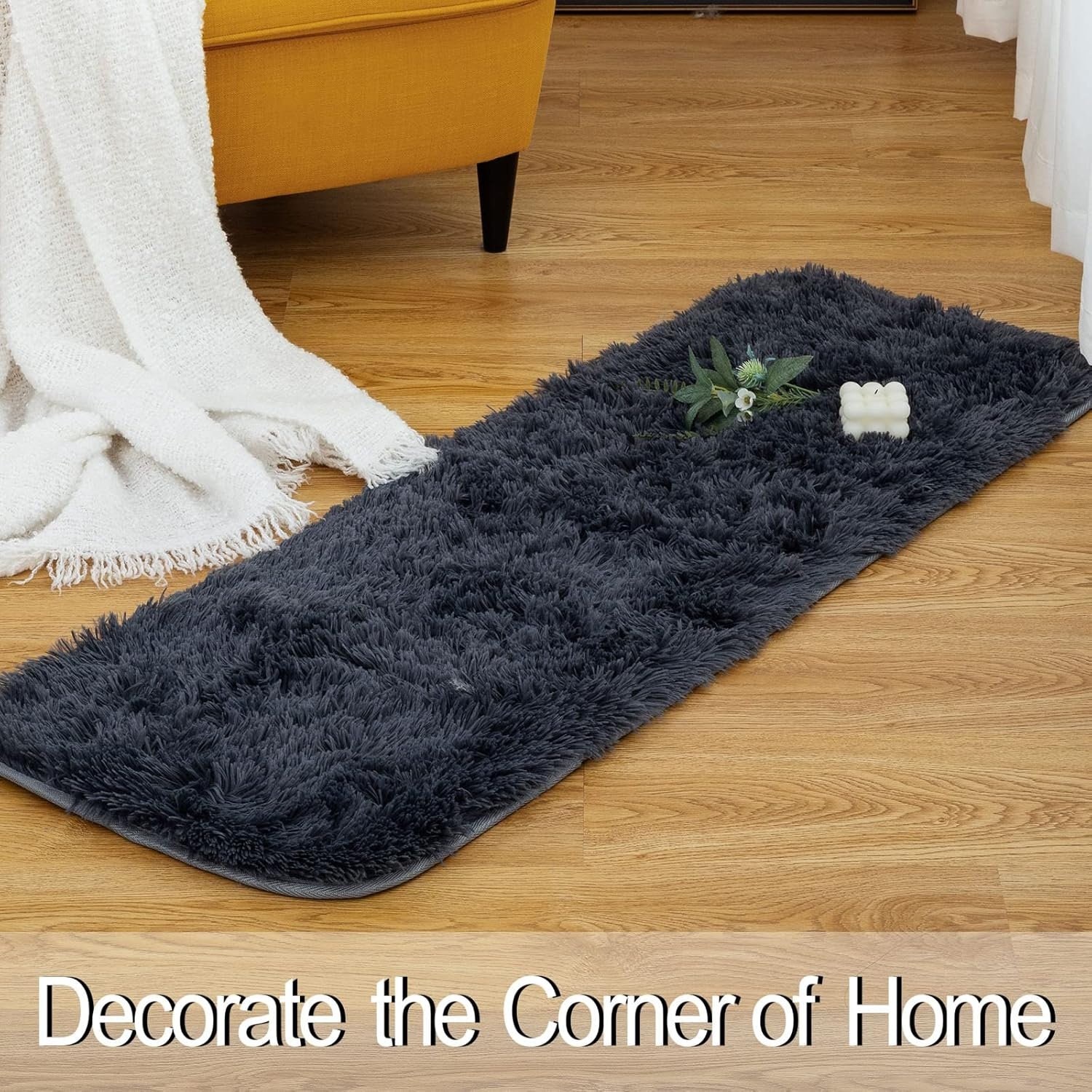 CHOSHOME Zacht Rechthoekig Tapijt - 101,6 x 304,8 cm - Grijs