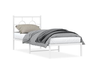 vidaXL Bedframe Metaal Wit 75x190cm - 65% Korting