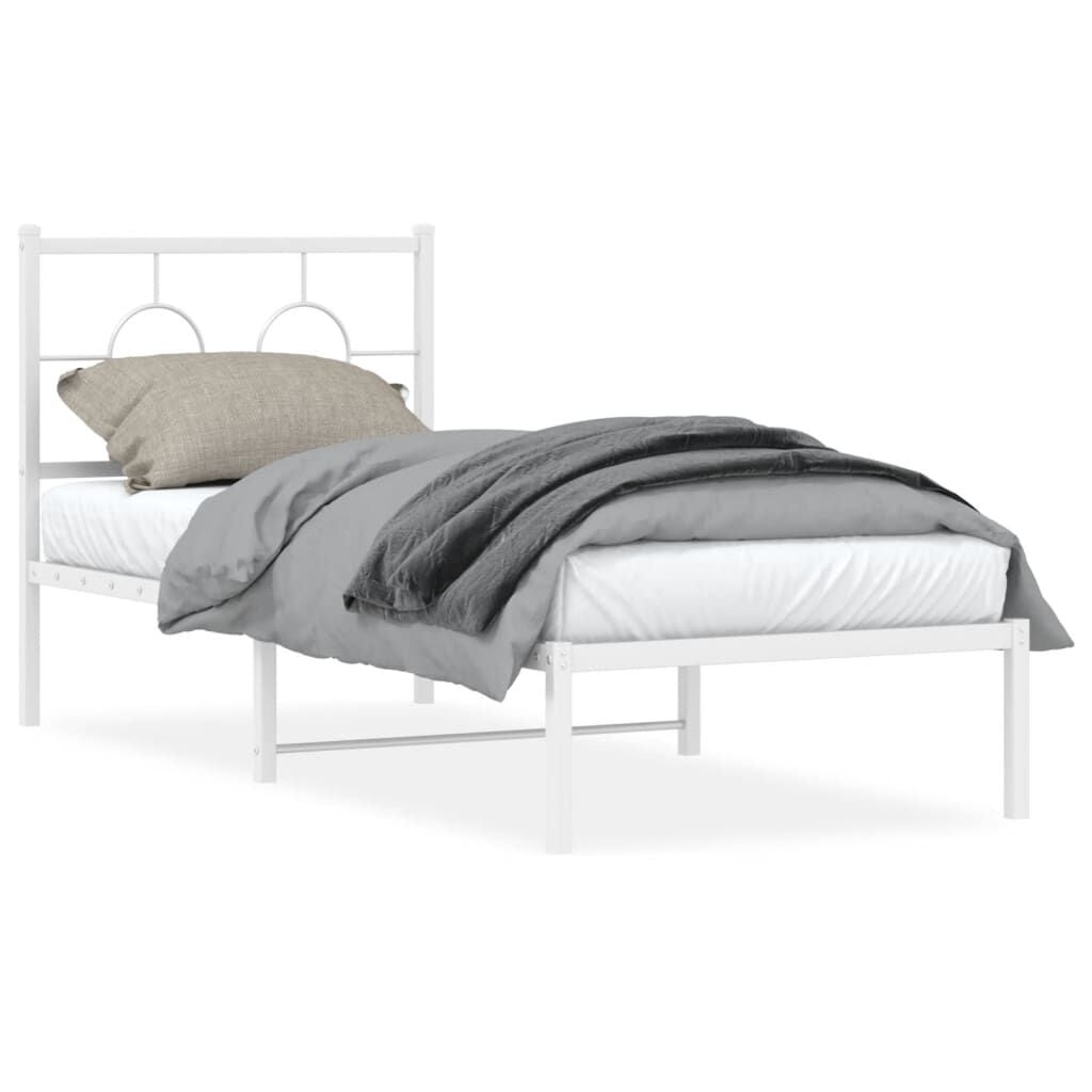 vidaXL Bedframe Metaal Wit 75x190cm - 65% Korting