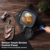 AMZCHEF Inductiekookplaat Zwart - 2000W, 10 Vermogens- en Temperatuurstanden