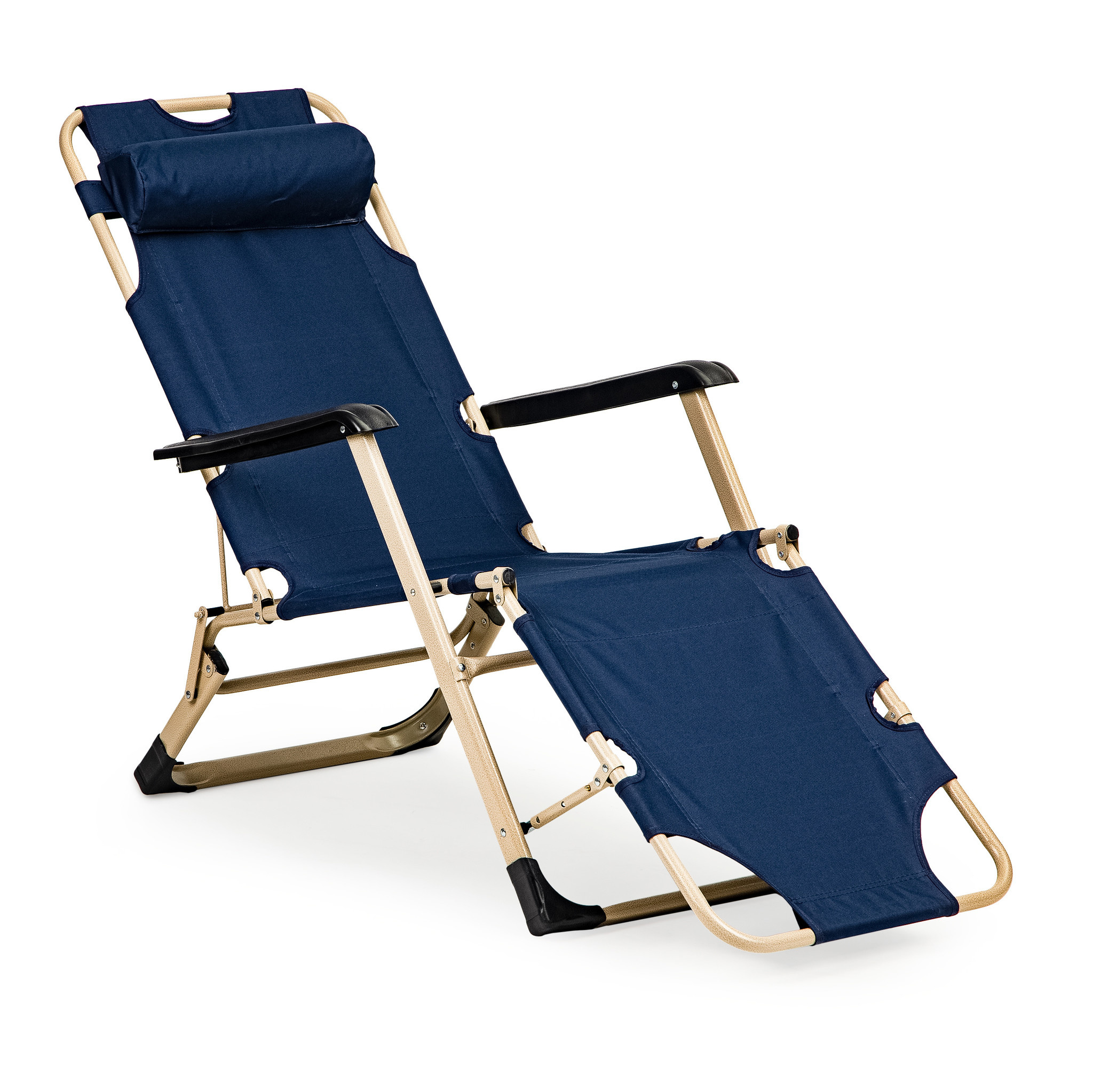 Tuin ligstoel 2in1 met hoofdsteun - Marineblauw - Tuinstoel