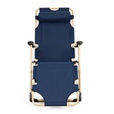 Tuin ligstoel 2in1 met hoofdsteun - Marineblauw - Tuinstoel