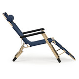 Tuin ligstoel 2in1 met hoofdsteun - Marineblauw - Tuinstoel