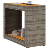 vidaXL Tuinbijzettafel met houten blad 100x40x75 cm poly rattan grijs