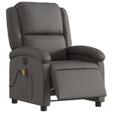 Elektrische Relaxfauteuil met Massage - Echt Leer Grijs | 41% Korting