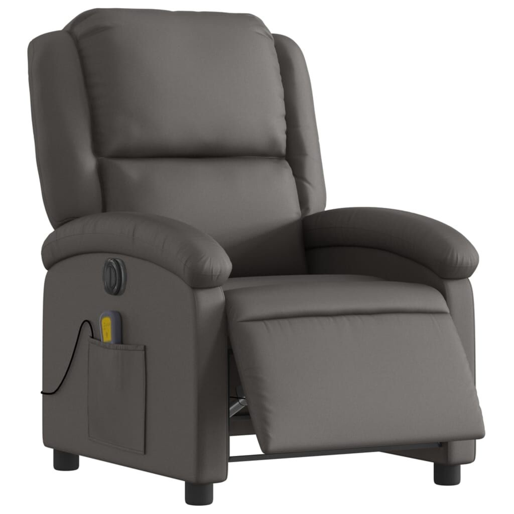 Elektrische Relaxfauteuil met Massage - Echt Leer Grijs | 41% Korting