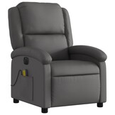 Elektrische Relaxfauteuil met Massage - Echt Leer Grijs | 41% Korting