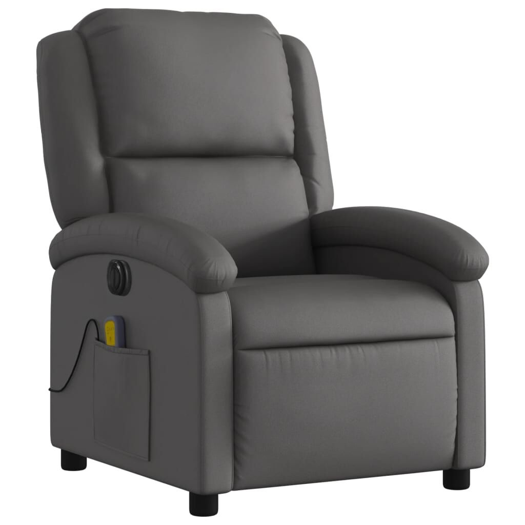 Elektrische Relaxfauteuil met Massage - Echt Leer Grijs | 41% Korting