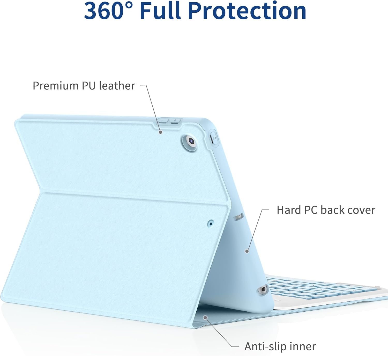 EasyAcc iPad 10.2" Toetsenbord Hoes (Wit/Blauw) - 43% Korting