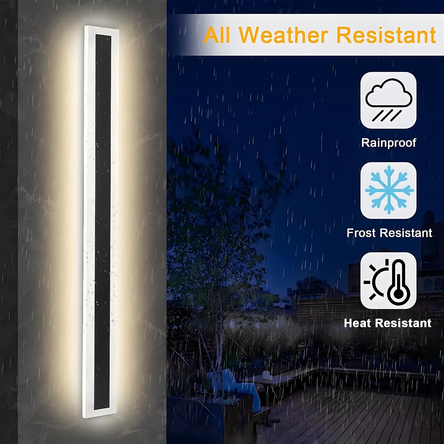 Zwarte LED Buitenwandlamp 80cm Koelwit 6000K IP65 (35% Korting!)