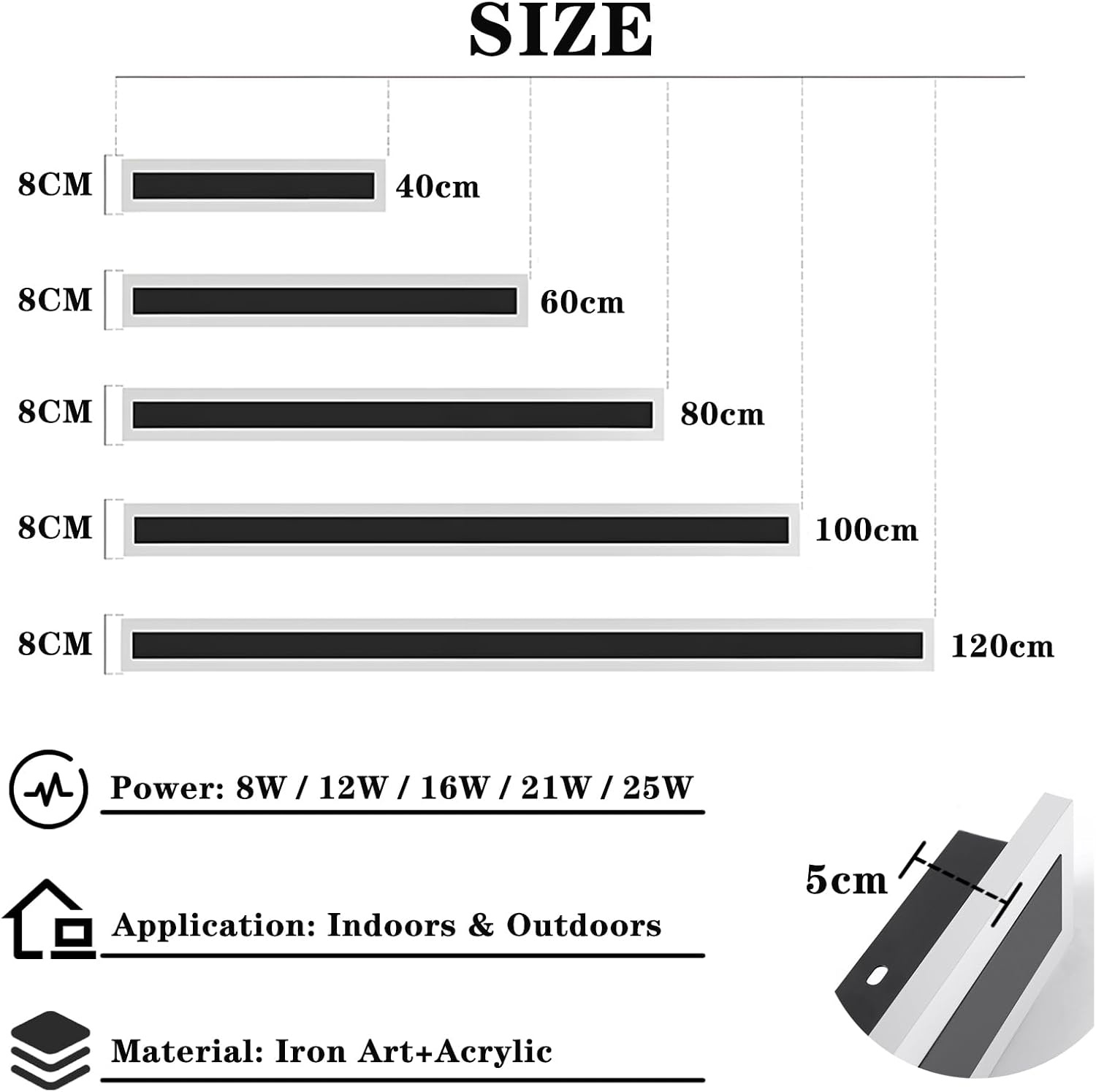 Zwarte LED Buitenwandlamp 80cm Koelwit 6000K IP65 (35% Korting!)
