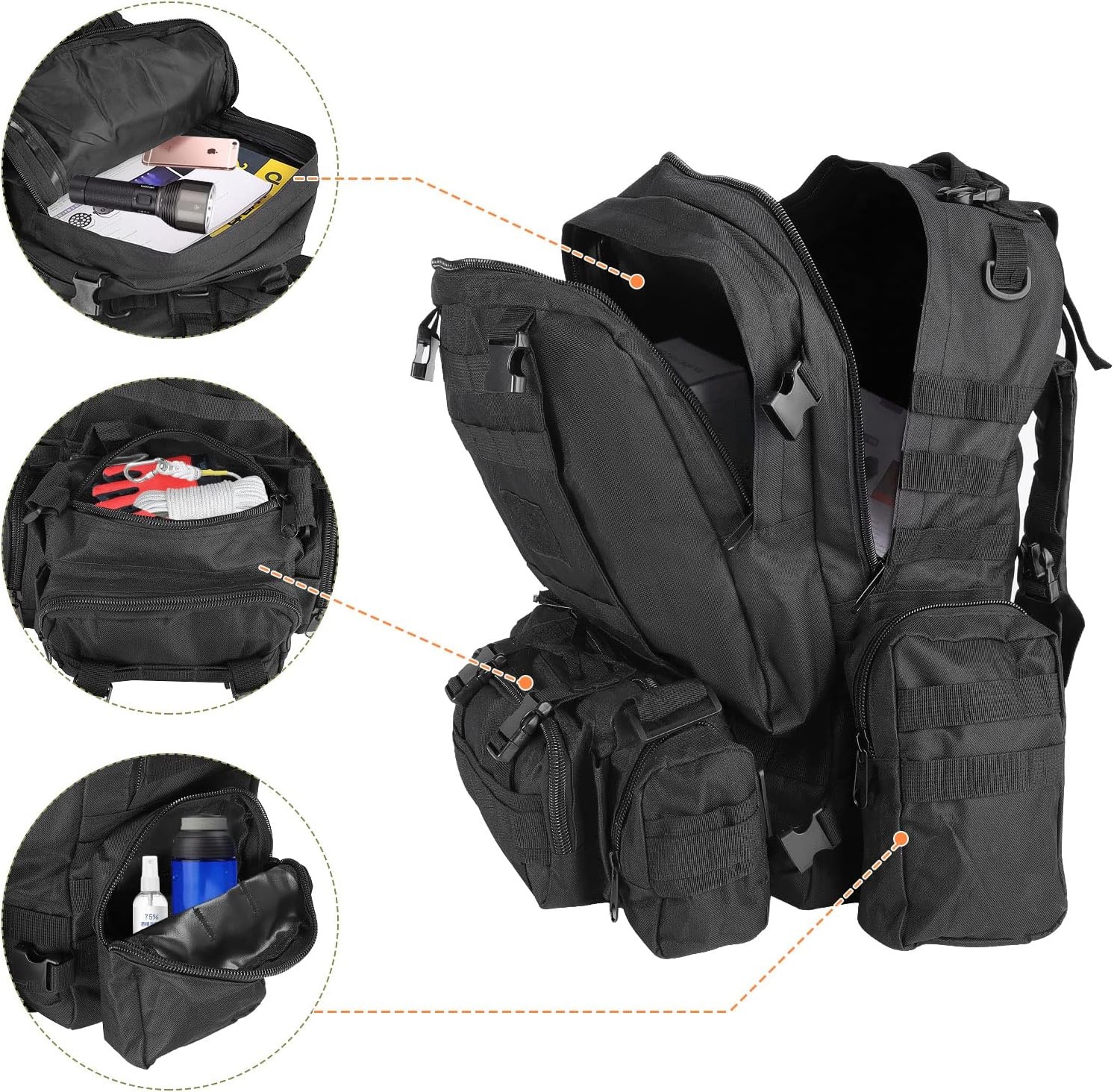 SHANNA Tactische Rugzak 55L - Militair & Outdoor - Zwart/Groen (-38%)