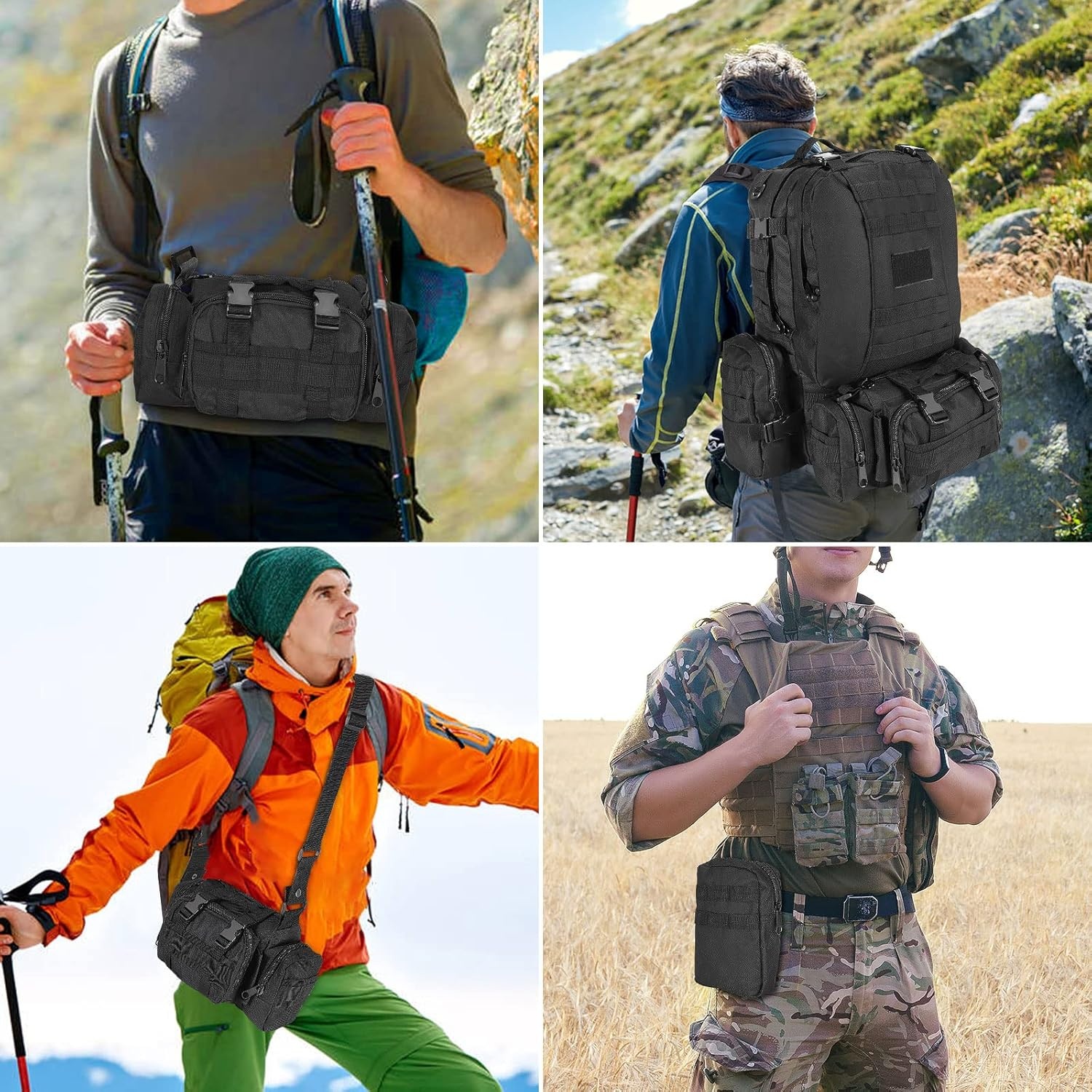 SHANNA Tactische Rugzak 55L - Militair & Outdoor - Zwart/Groen (-38%)