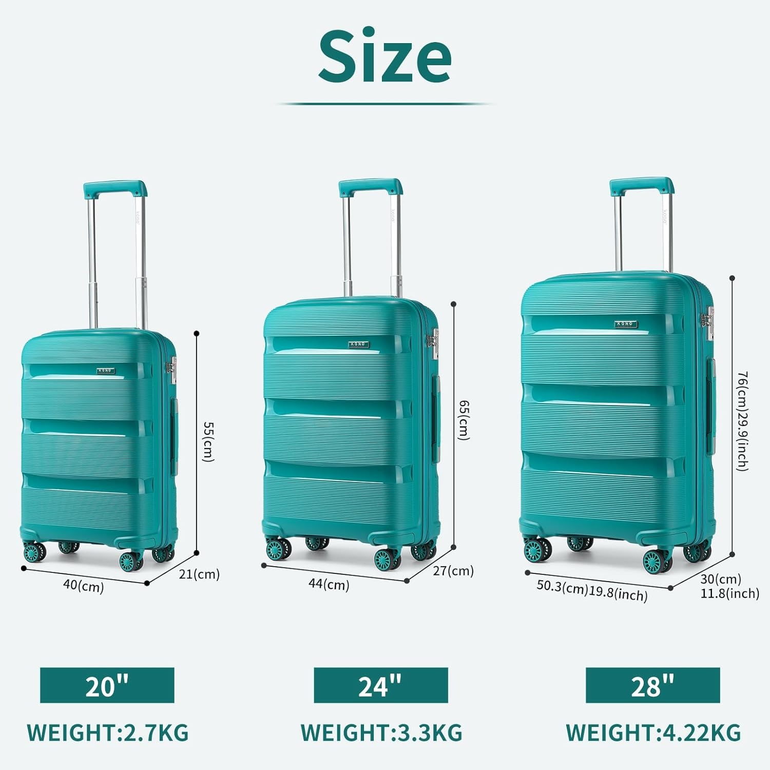 Kono Lichtgewicht Koffer met 4 Zwenkwielen en TSA-slot