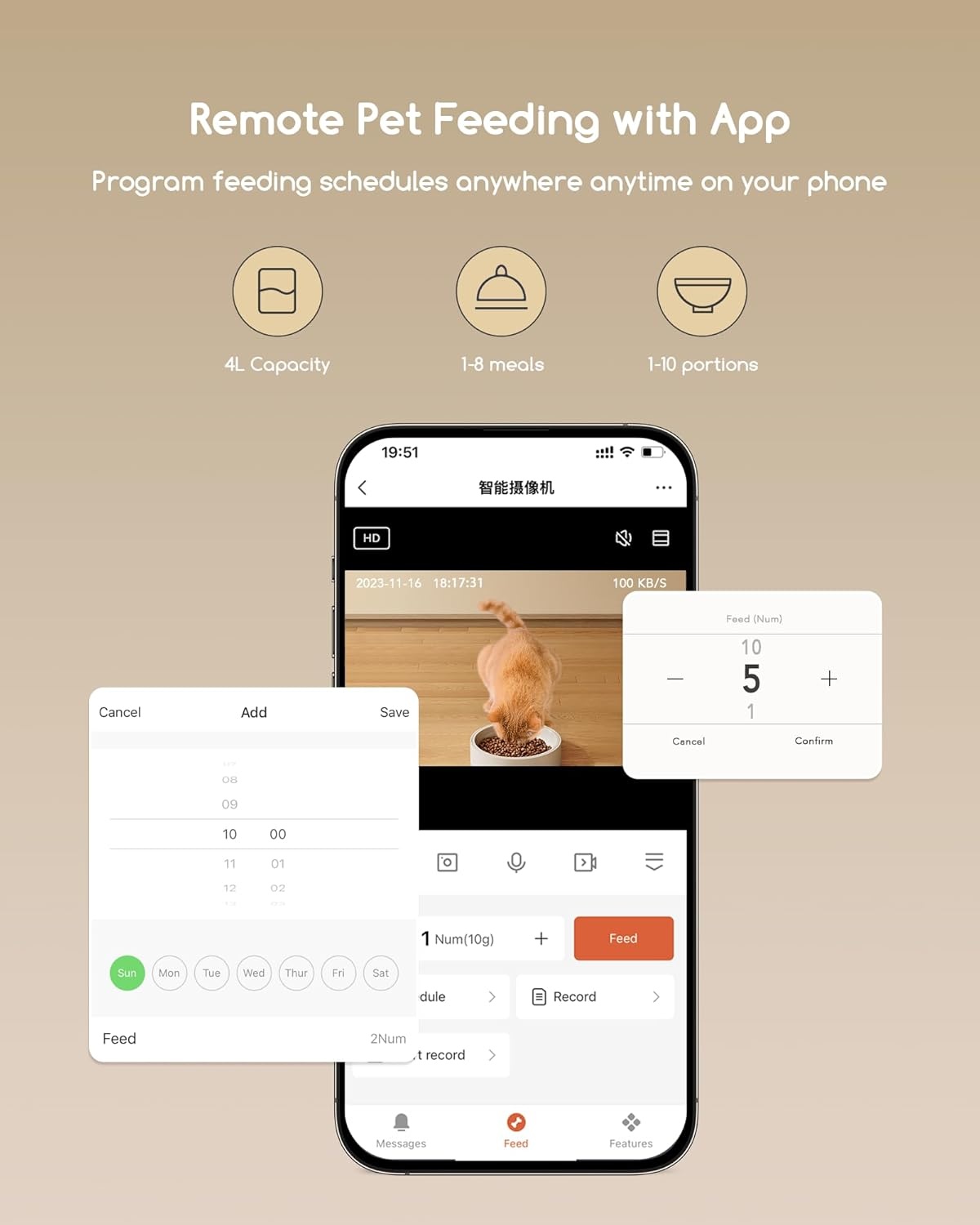 Faroro Kattenvoerautomaat WiFi - 4L, HD Camera, Nachtzicht & App Bediening - Nu -4% Korting!
