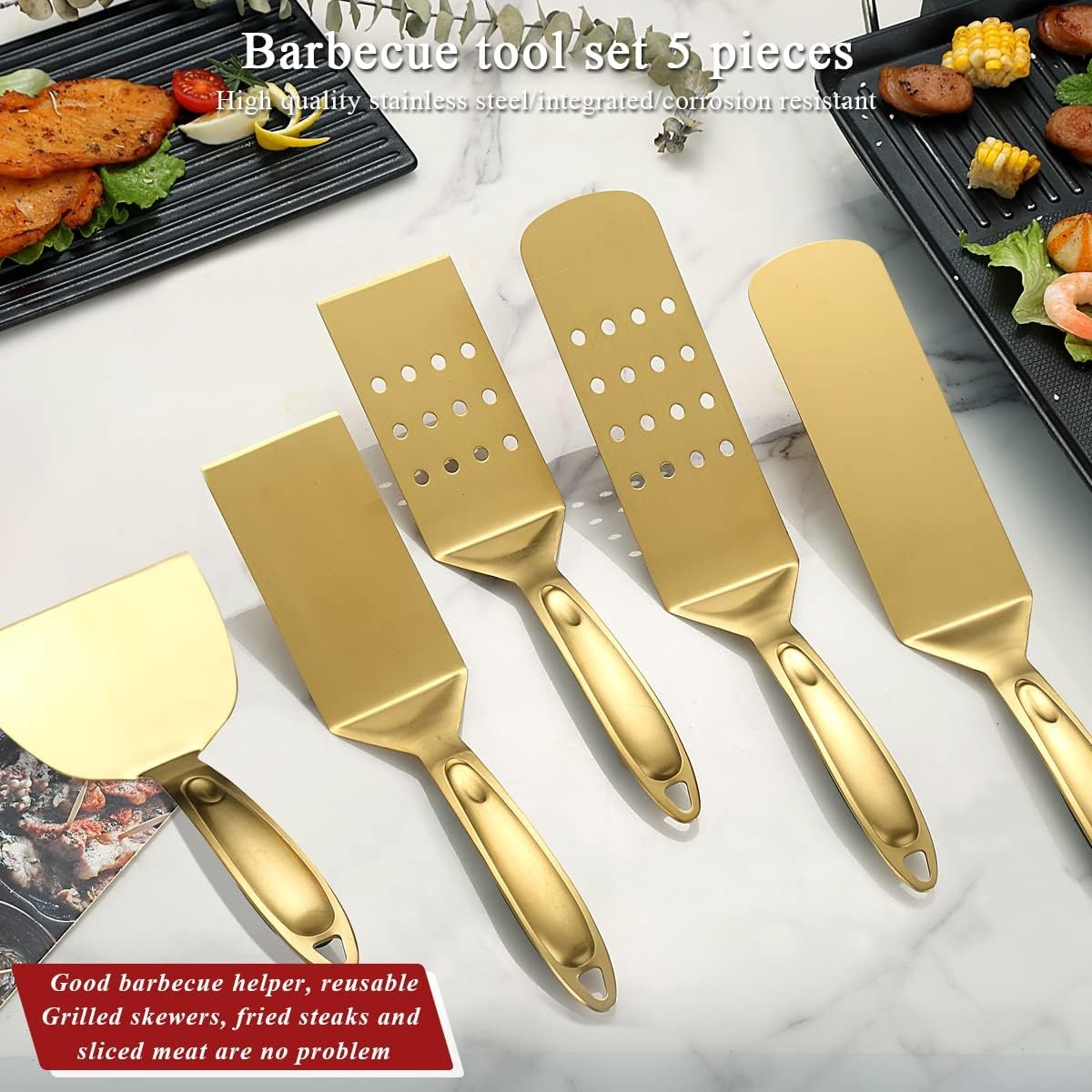 Berglander Gold Grill Set - 5 Delig, Roestvrij Staal, Nu 31% Korting!