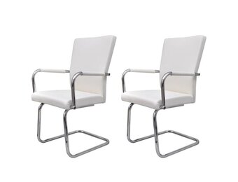 vidaXL Eetkamerstoelen 2 st kunstleer wit - 40% Korting