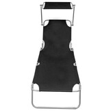 vidaXL Ligbed Inklapbaar met Luifel Aluminium Zwart - 53% Korting!