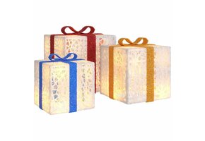 vidaXL Verlichte Kerstcadeaudozen 3 st - 64 LED's - 31% Korting