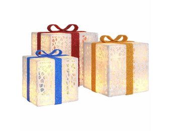 vidaXL Verlichte Kerstcadeaudozen 3 st - 64 LED's - 31% Korting