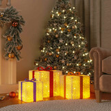 vidaXL Verlichte Kerstcadeaudozen 3 st - 64 LED's - 31% Korting