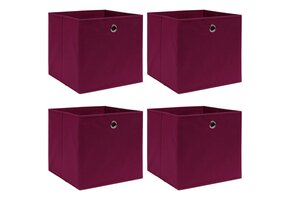 vidaXL Opbergboxen 4 st 32x32x32 cm Stof Donkerrood - 29% Korting