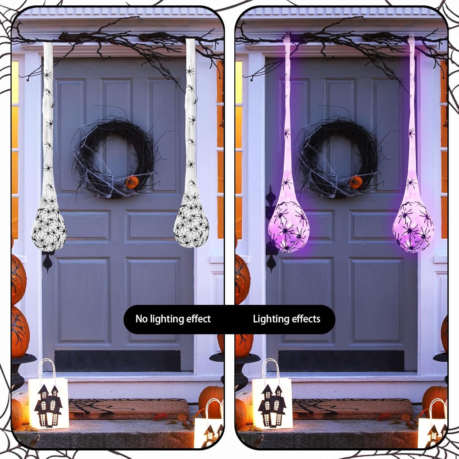 3x Lichtgevende Spinnen-eieren - Halloween Decoratie - Paars (31% Korting)