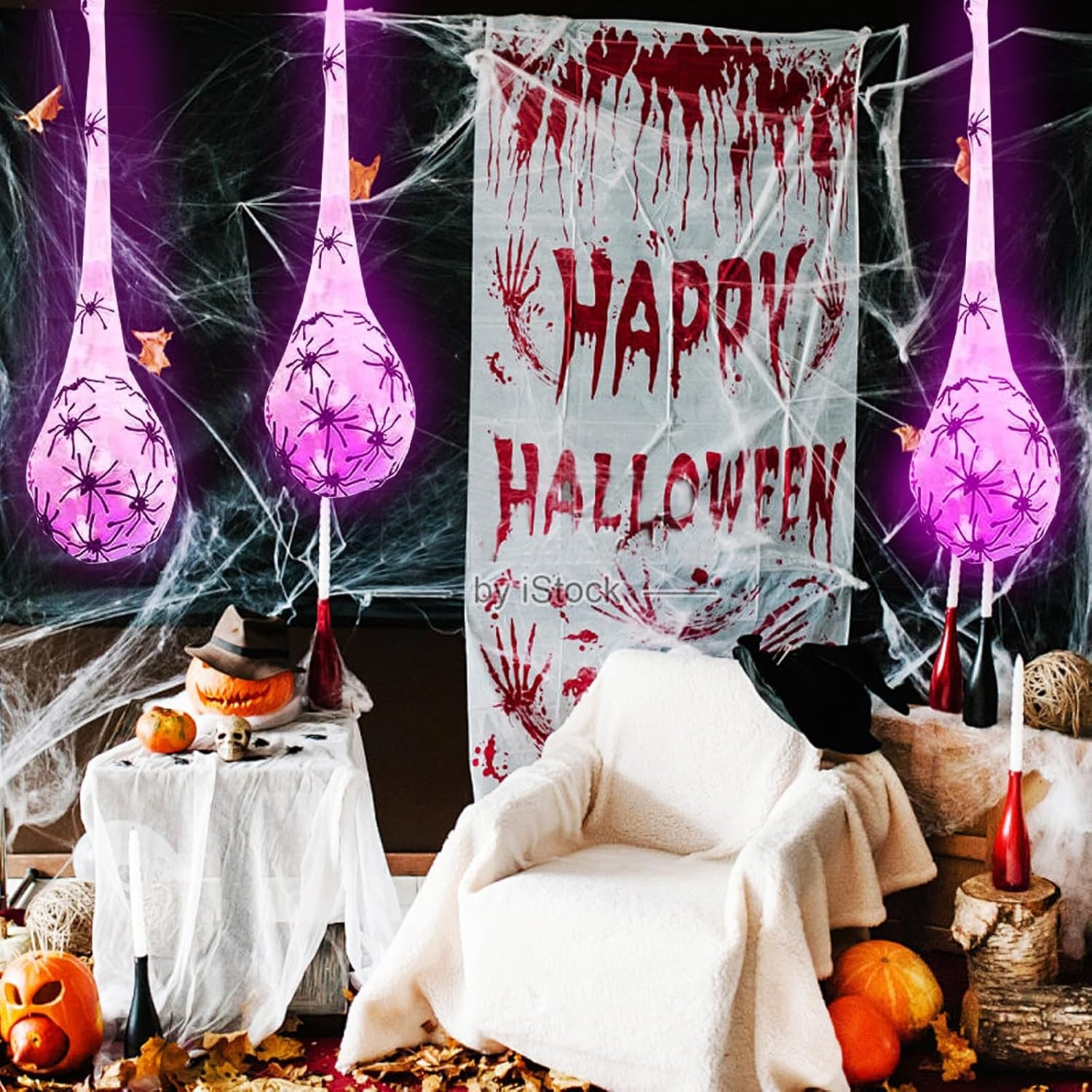 3x Lichtgevende Spinnen-eieren - Halloween Decoratie - Paars (31% Korting)