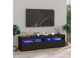2x TV-meubel met LED 75x35x40 cm Zwart - 54% Korting