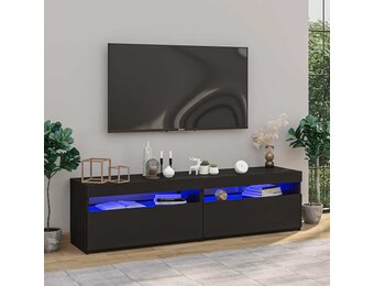 2x TV-meubel met LED 75x35x40 cm Zwart - 54% Korting