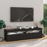 2x TV-meubel met LED 75x35x40 cm Zwart - 54% Korting