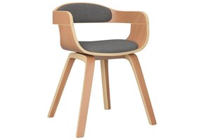 vidaXL Eetkamerstoel Gebogen Hout & Stof Grijs - 34% Korting!