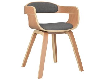vidaXL Eetkamerstoel Gebogen Hout & Stof Grijs - 34% Korting!
