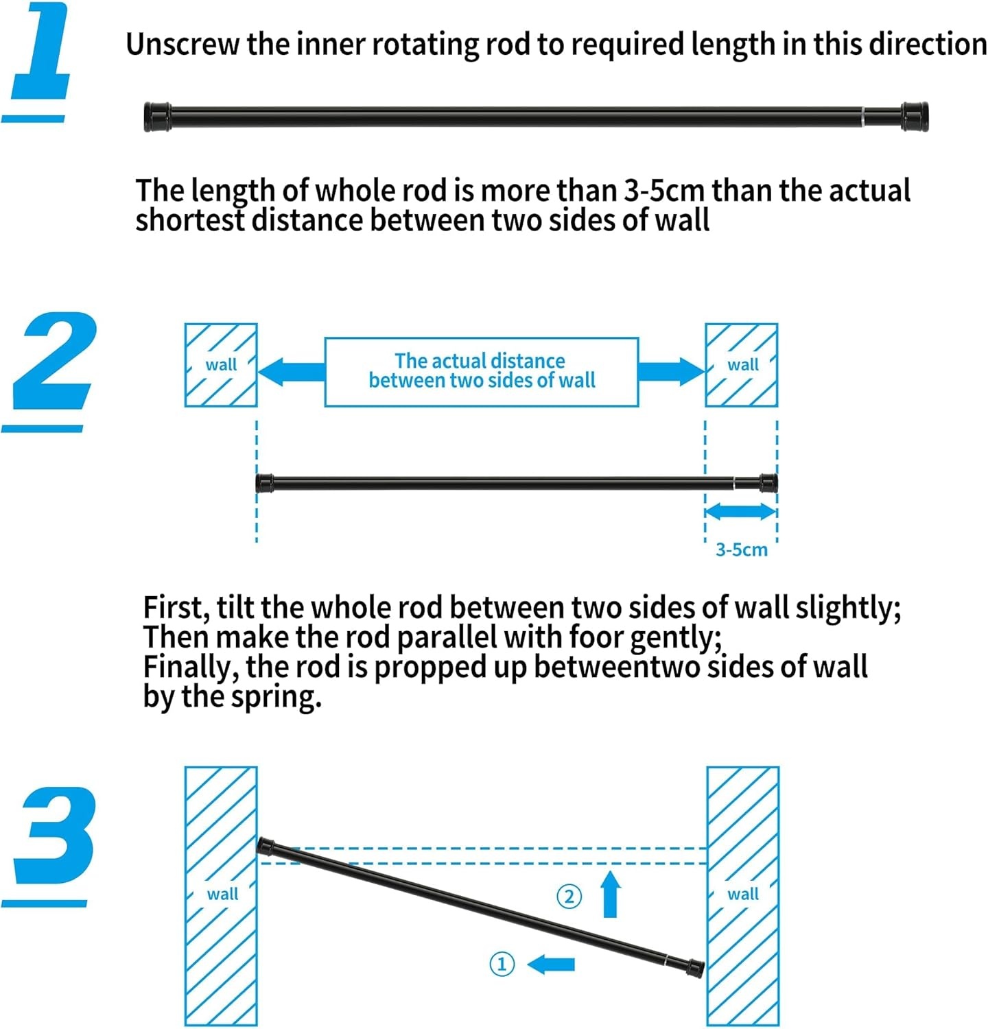 Verstelbare Gordijnroede Zwart (34% Korting) 190-410 cm