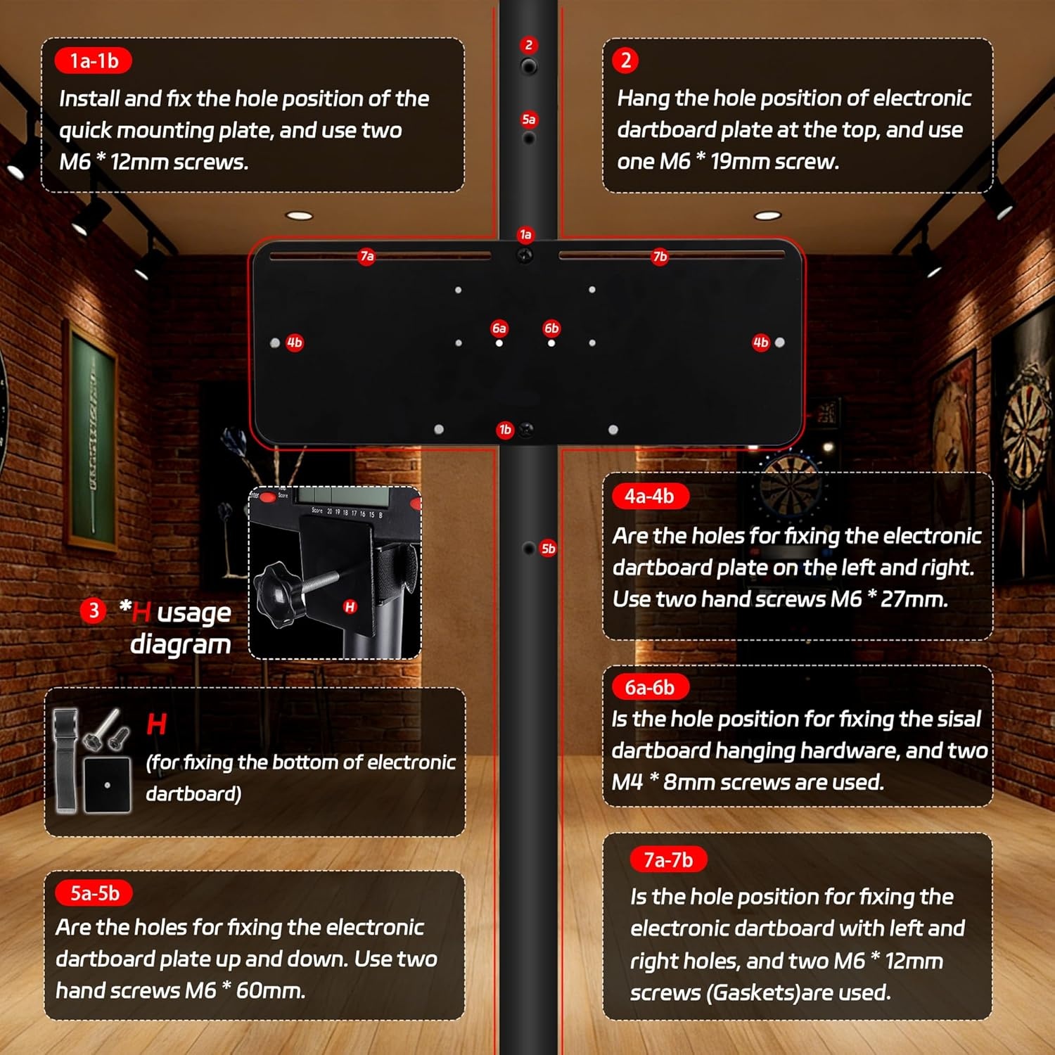 CyeeLife Professionele Dartbord Standaard Zwart voor Klassieke en Elektronische Dartborden