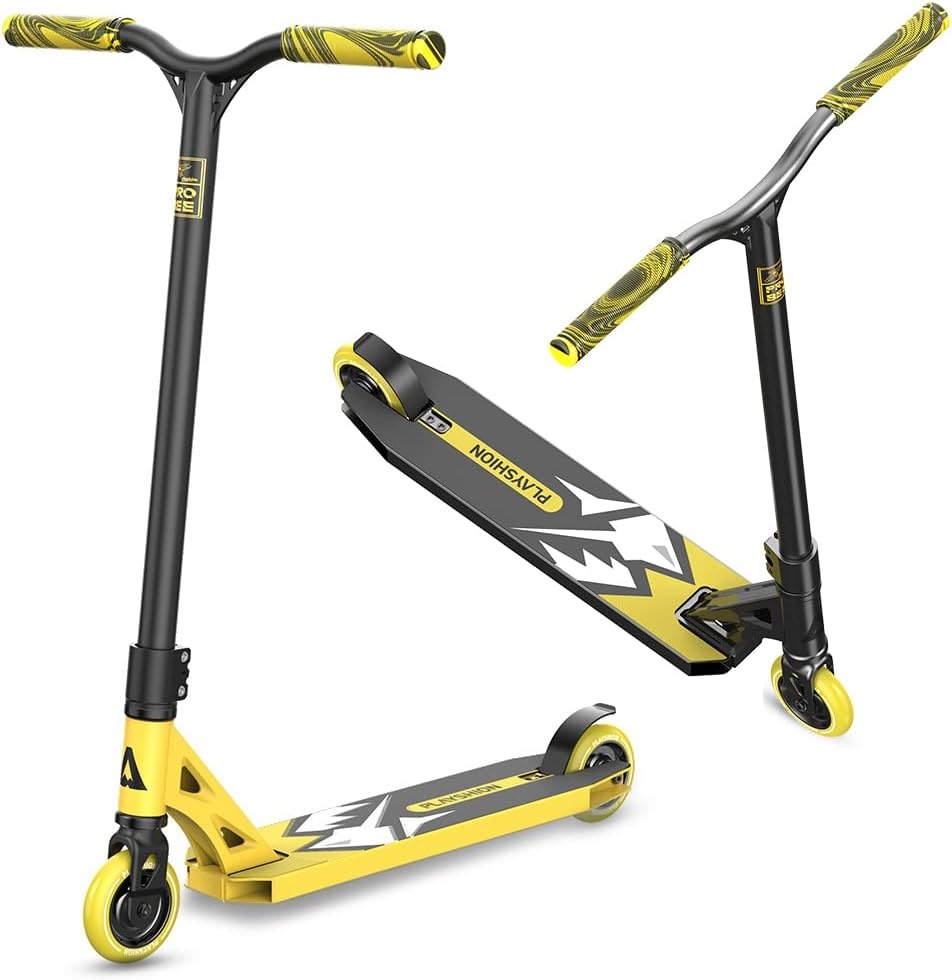 PLAYSHION Stuntstep Freestyle met 100mm wielen en ABEC 9 lagers voor kinderen en volwassenen - Zwart