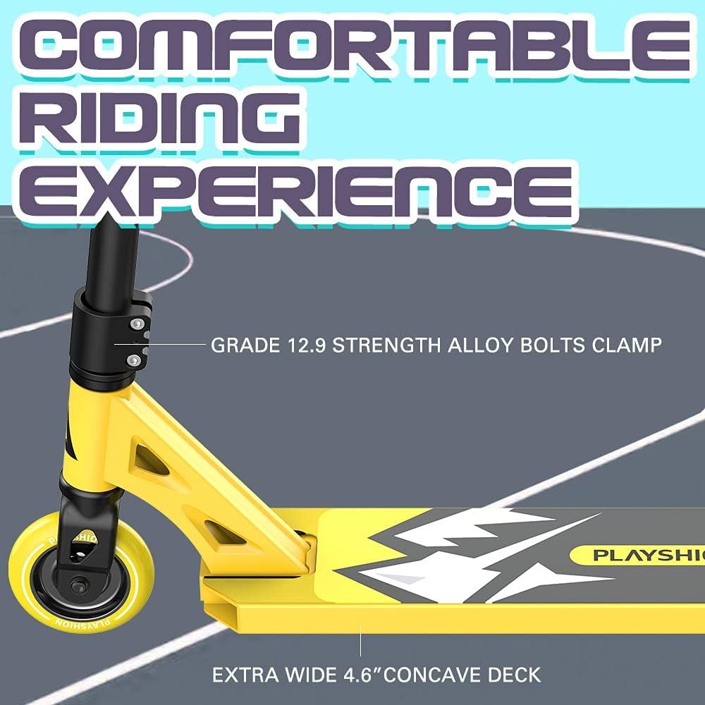 PLAYSHION Stuntstep Freestyle met 100mm wielen en ABEC 9 lagers voor kinderen en volwassenen - Zwart