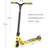 PLAYSHION Stuntstep Freestyle met 100mm wielen en ABEC 9 lagers voor kinderen en volwassenen - Zwart