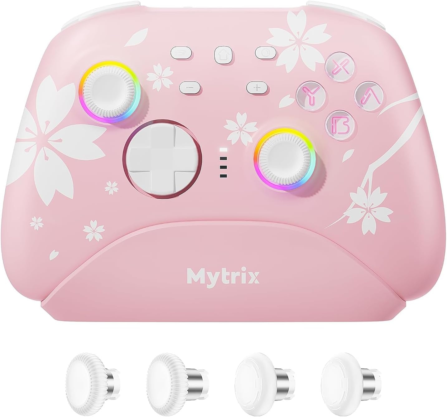 Mytrix Pro Controller Roze met Oplaaddock en Hall Effect Joysticks voor Nintendo Switch, PC, iOS, Android
