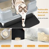 Grijze Roestvrijstalen Kattenbak S met Deksel en Schepje