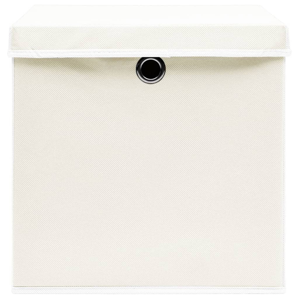 vidaXL Opbergboxen met deksel 4 st 32x32x32 cm stof wit