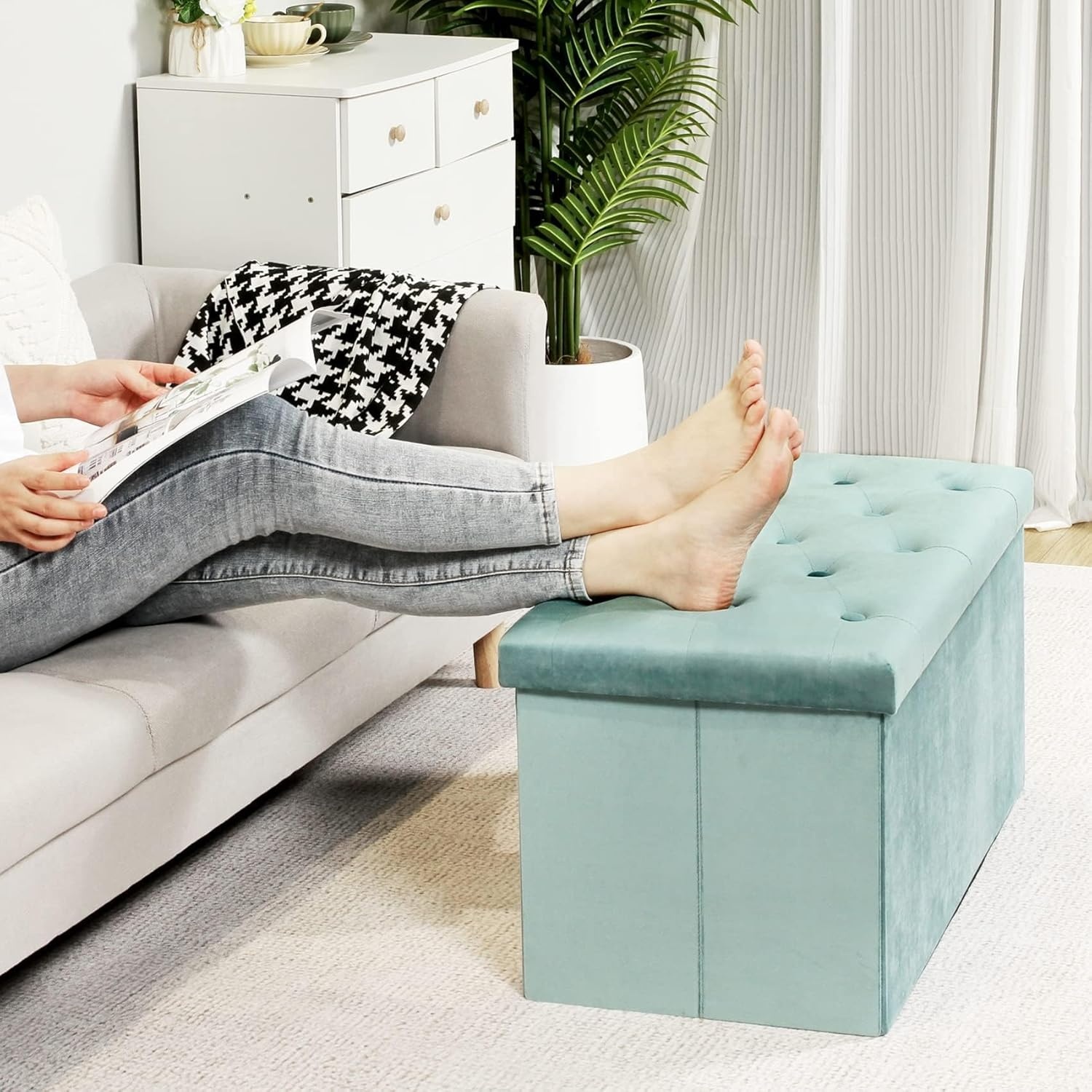 Bonlife Fluwele Opbergbank - Groen - 34% Korting!